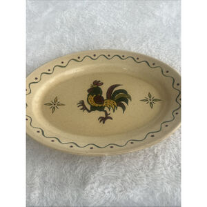Vintage Metlox Poppytrail California Provincial Rooster 16" Oval Platter